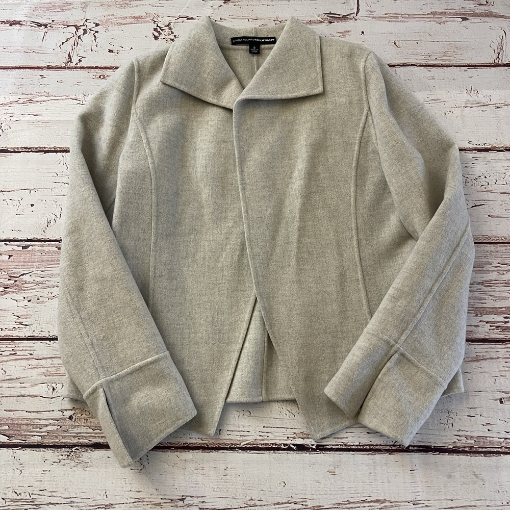 Linda Allard Ellen Tracy Cropped Jacket Womens Size 8 Made In Korea 100% Wool
